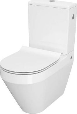 Set vas WC Crea Cersanit compact Back-To-Wall, Clean ON, oval + capac WC Slim, cadere lenta si demontare rapida (rezervor separat)
