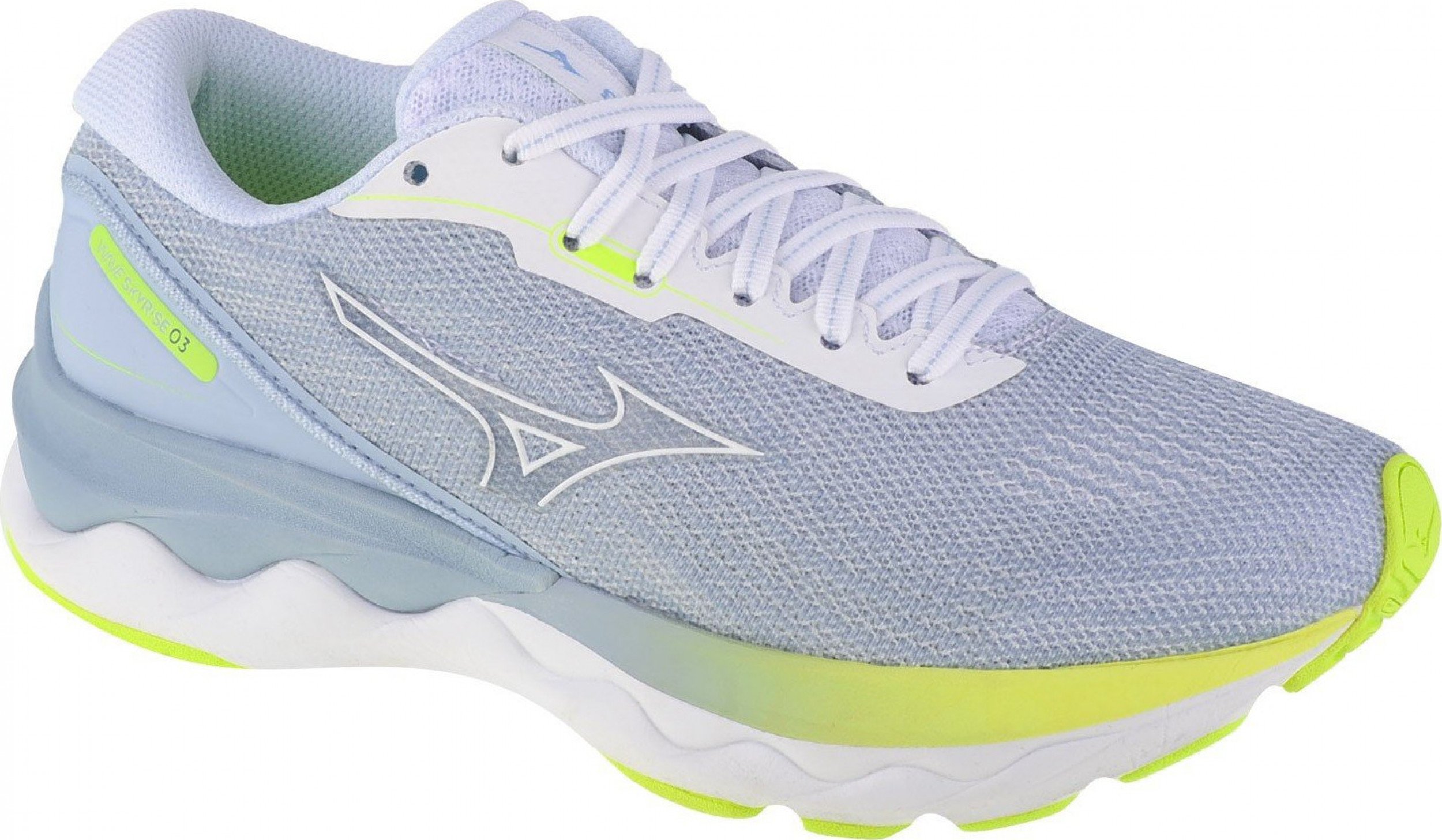 Mizuno, Pantofi cu detalii logo, pentru alergare Wave Skyrise, Albastru prafuit, Alb prafuit, 7