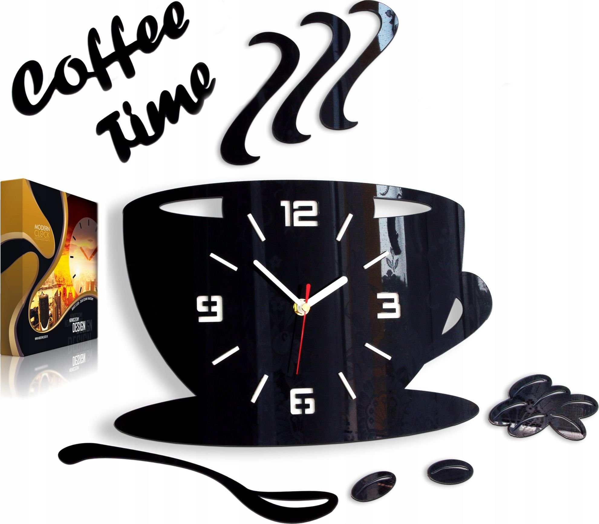 Ceasuri decorative - ModernClock Kuchenny zegar ścienny FILIŻANKA EFEKT 3D 12KOLORY