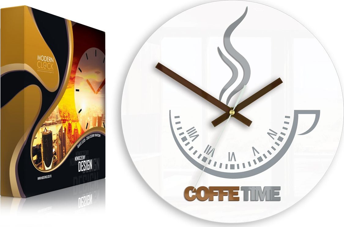 ModernClock Ceas de perete Coffee Time ver.II WHITE ULTRA SILENT