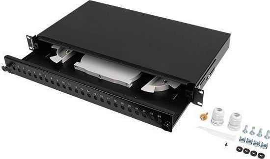 Modul Lanberg SFP Lanberg 24xST / 24xFC D-HOLE RACK 19` 1U patch panel negru + accesorii