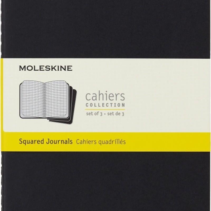 Moleskine Set 3 Jurnal Moleskine Cahier L (13x21cm) carouri, 80 pagini, negru