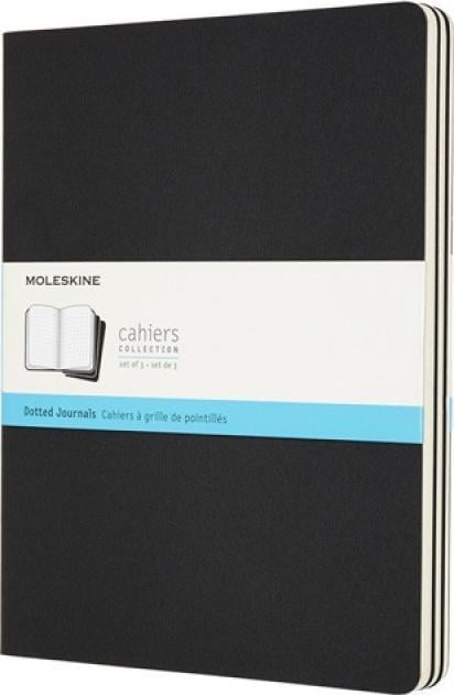 Moleskine Set de 3 Jurnal Moleskine Cahier XL (19x25cm) cu puncte, 120 pagini, negru