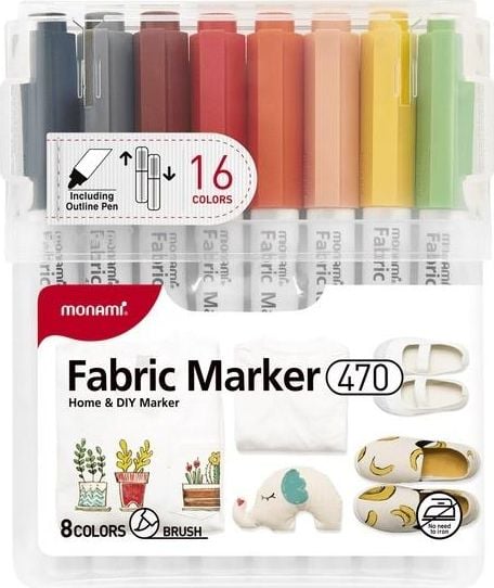 Marker Textil Monami 470 15 culori + 1 contur MONAMI