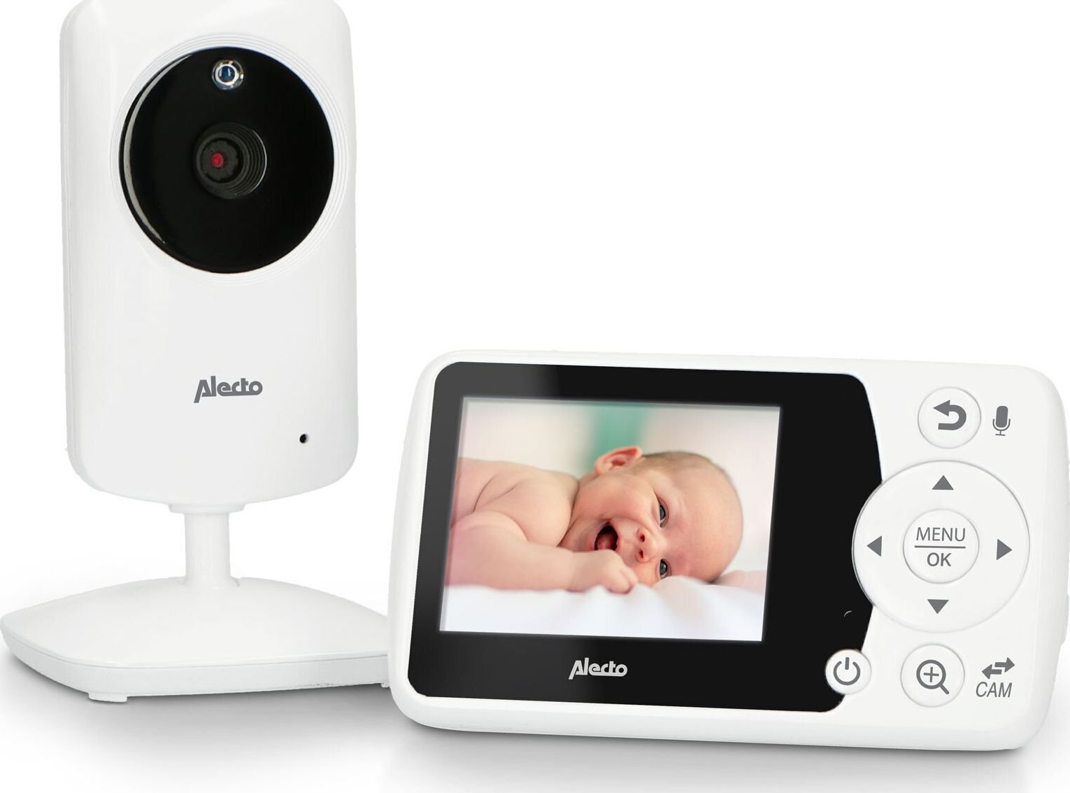 Monitoare video bebelusi - Monitor Alecto DVM-64 pentru bebeluși cu cameră și ecran color, 2,4 ", Alb