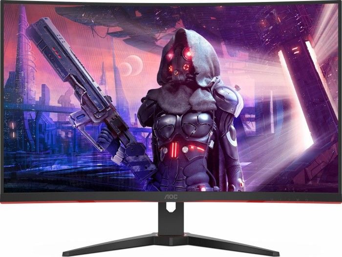 Monitor AOC CQ32G2SE/BK, 31.5&apos;&apos;, QHD, 165Hz, 1ms, FreeSync Premium, Display Port, 2xHDMI, Clasa G, Negru si Rosu