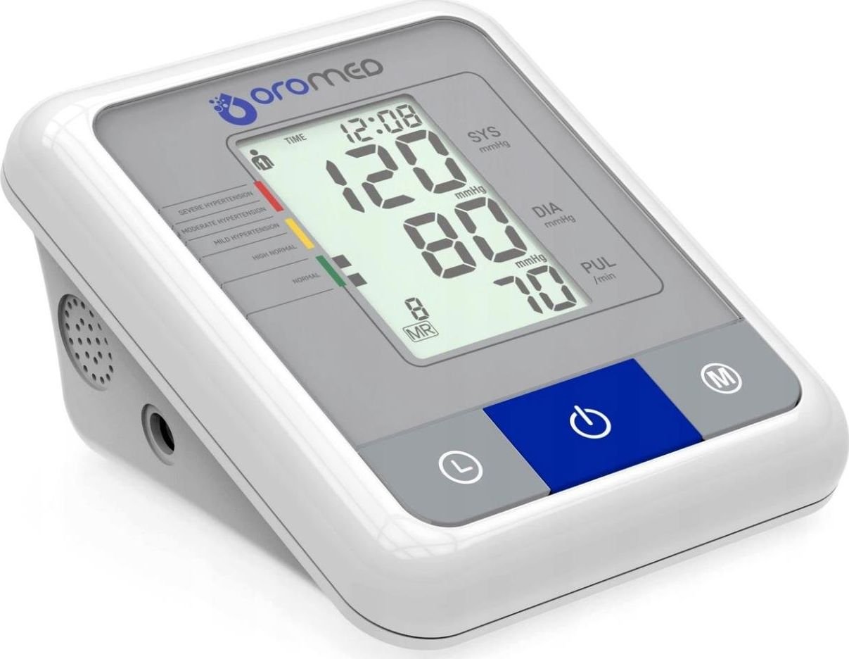 Monitor de tensiune arterială Hi-Tech Medical ORO-N1 BASIC, umăr,Ecran LCD, Alb și gri, Recunoașterea aritmiilor cardiace