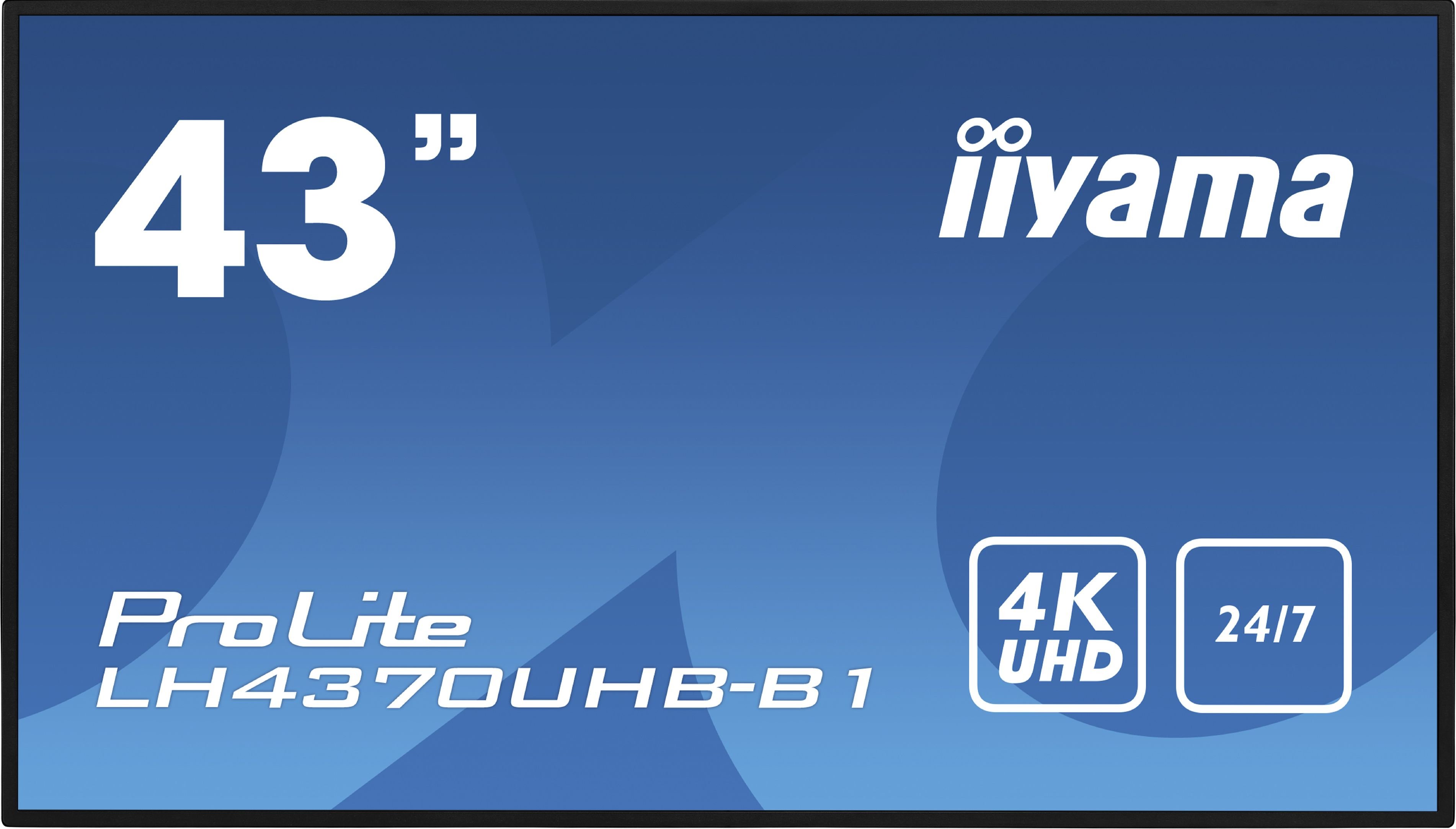 Monitor iiyama ProLite LH4370UHB-B1, 42.5`, 3840 × 2160 (UHD 4K), 16:9, 60 Hz, 8 ms , HDMI x2 RJ-45 x1