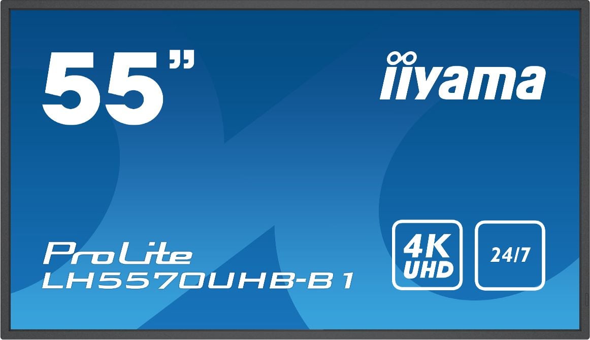 Monitor iiyama ProLite LH5570UHB-B1 54.6`, 3840 × 2160 (UHD 4K), 16:9 , 60 Hz , 8 ms , HDMI x2 RJ-45 x1