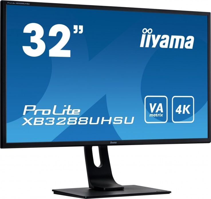 Monitor iiyama ProLite XB3288UHSU-B1, 32`, UHD 4K, HDMI x2, DisplayPort x1, Clasa G, Negru