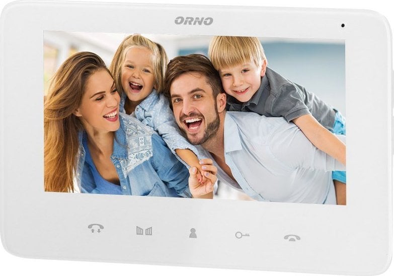 Monitor Orno Video fără căști, color, LCD 7`, pentru seturile din seria INDI și SCUTI, deschidere poartă, interfon, alb