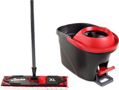 Mop Vileda z wiadrem Ultramax Turbo XL (161023), Maner telescopic, microfibra, 13L, negru