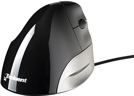 Mouse BakkerElkhuizen Evoluent Vertical Mouse Standard VMS (BNEEVSR/VMS-R), Optic, USB, cu fir, 1300 DPI, 3 Butoane, Negru-Argintiu