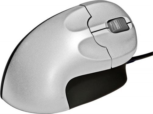 Mouse BakkerElkhuizen Grip BNEGM, Optic, USB, cu fir, 1200 DPI, 3 Butoane, Negru/Argintiu