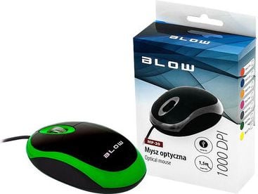 Mouse Blow MP-20, 84-016#, Optic, USB, cu Fir, 1000 DPI, 2 butoane, Negru-Verde