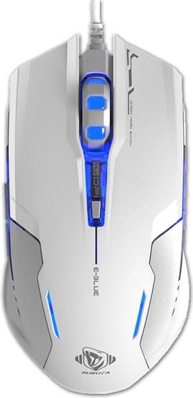 Mouse E-blue Auroza G EMS607WHAA-UI, Gaming, Optic, USB, 6 butoane, 3000 DPI, Alb