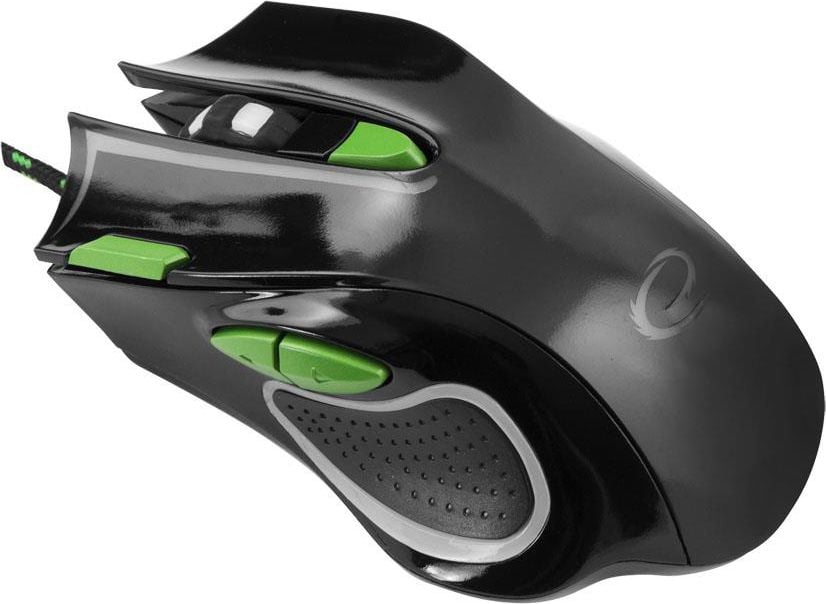 Mouse Esperanza Hawk EGM401KG, USB, Optic, 2400 DPI, 7 butoane, Negru si verde