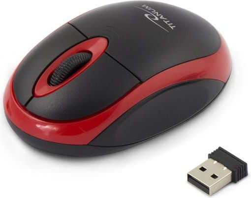 Mouse Esperanza TITANUM TM116R, USB, Optic, fara fir, 3 butoane, 1000 DPI, Negru/Rosu