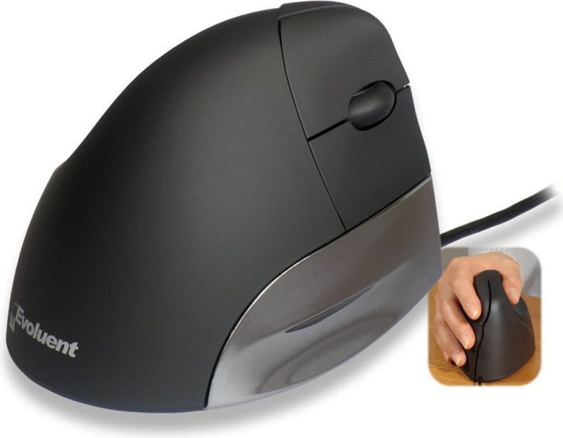 Mouse Evoluent Vert, VMSR, Optic, USB cu fir, 1200 DPI, 3 butoane, Negru