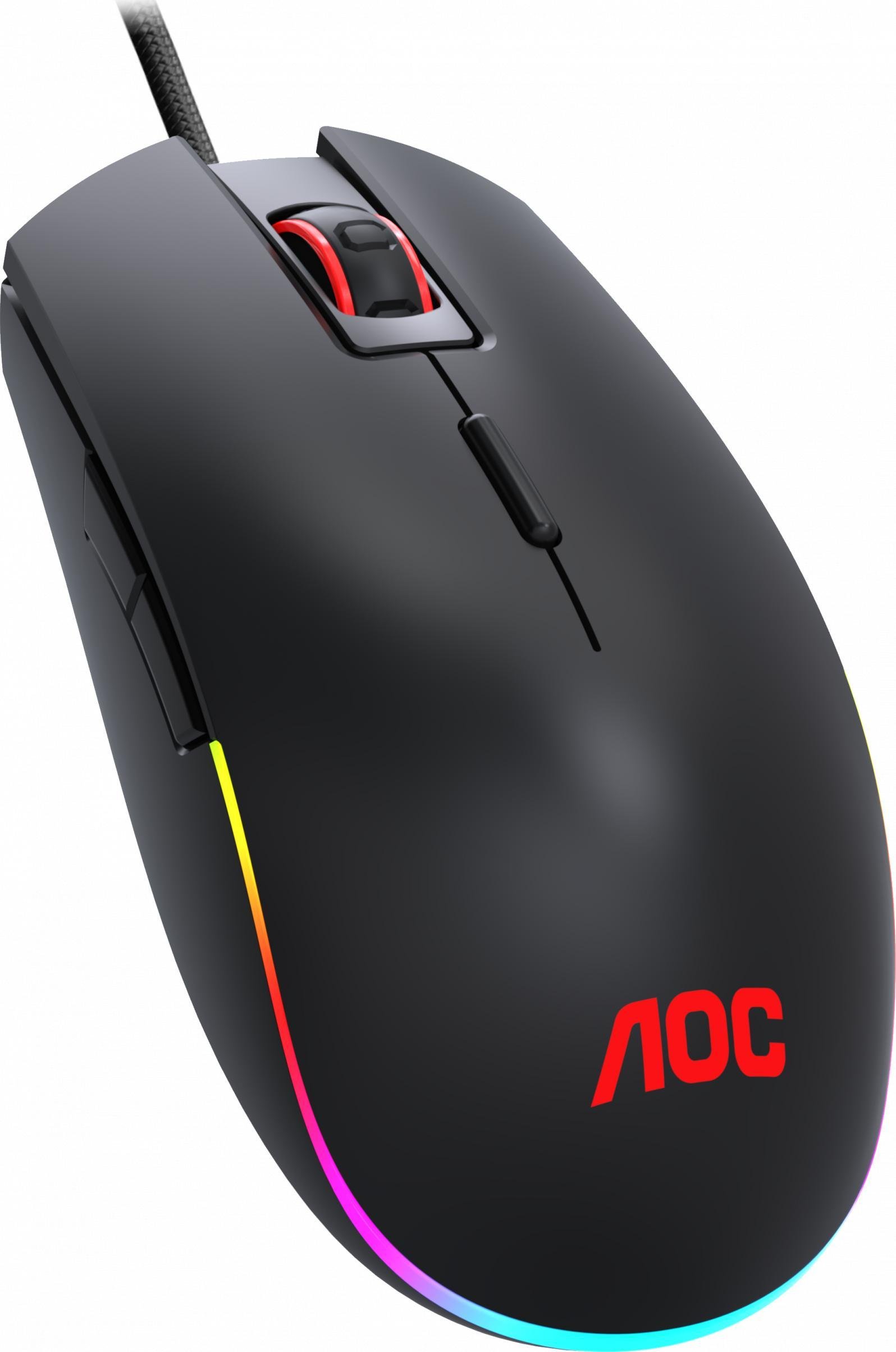 Mouse gaming AOC GM500, iluminare RGB, ambidextru, Negru