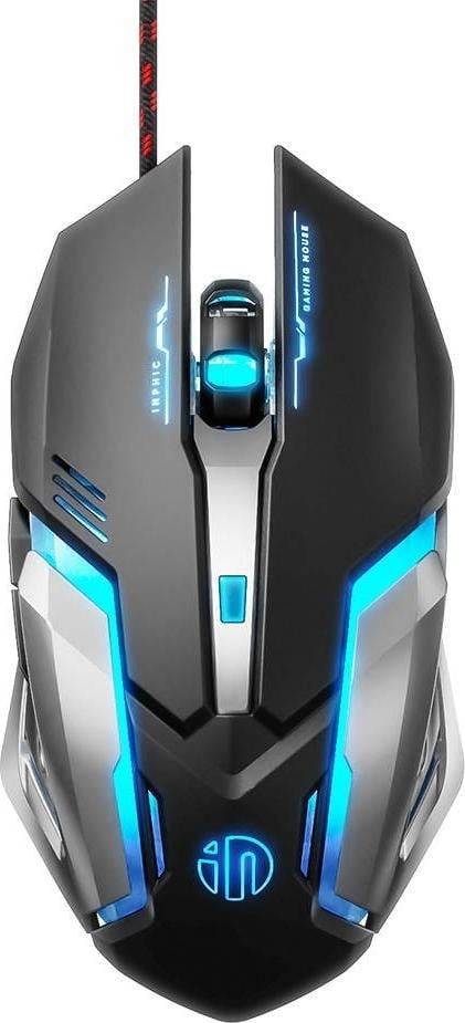 Mouse gaming Inphic PB6 cu fir, LED, 1200 DPI, 3 Butoane, Lungime cablu 1.5m, Negru