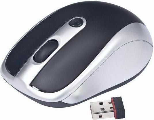 Mouse Gembird MUSW-002, Optic, Wireless, USB, 1600 DPI, 4 butoane, Negru/Argintiu