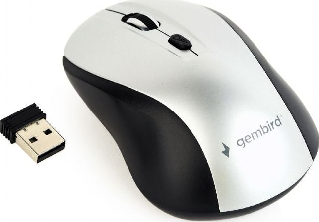 Mouse - Mouse Gembird (MUSW-4B-02-BS), Optic, USB, Wireless, 1600 DPI, 4 butoane, Alb-Negru