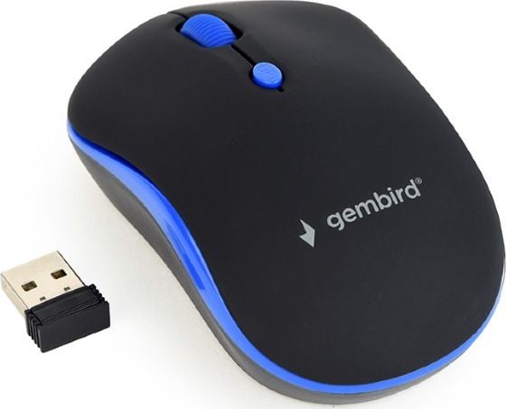 Mouse Gembird MUSW-4B-03-B, Optic, USB, Wireless, 1600 DPI, 4 butoane, Negru-Albastru