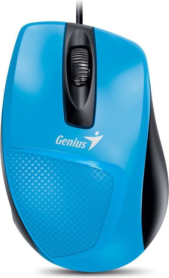 Mouse Genius DX-150X 31010231105, Optic, USB, cu fir, 1000 DPI, 3 butoane, Negru/Albastru