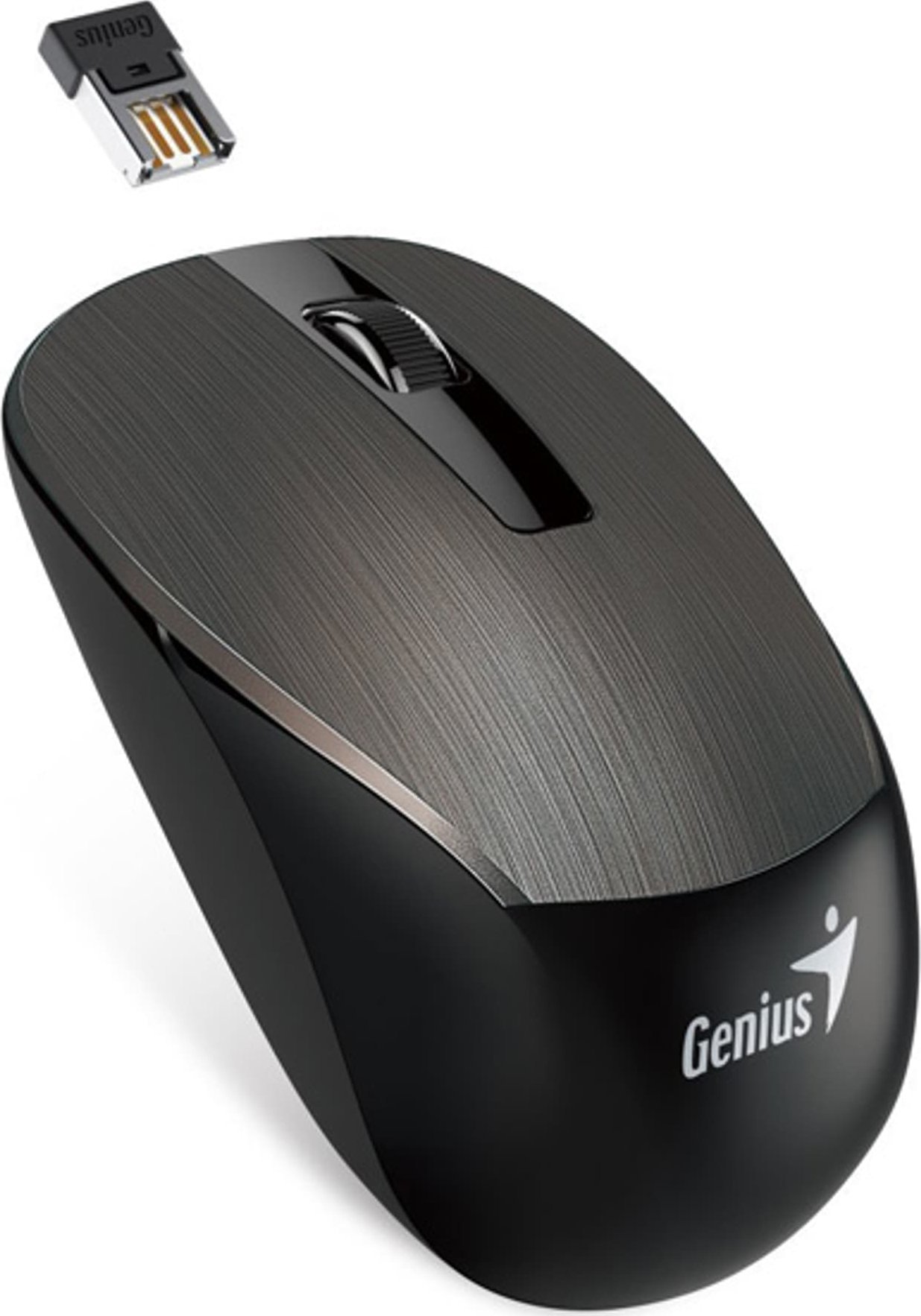 Mouse Genius Mouse Genius NX-7015, 1600 DPI, 2,4 [GHz], optic, cu 3 taste, fără fir, ciocolată, 1 buc AA, senzor ochi albaștri