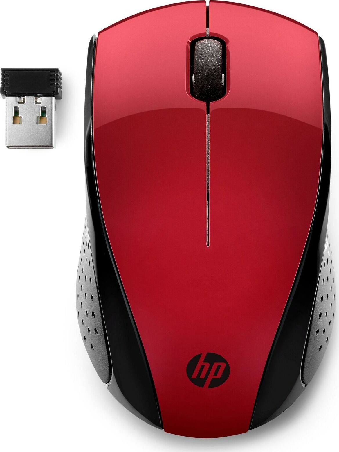 Mouse HP 220 (7KX10AA), Optic, USB, Wireless, 1600 DPI, 3 butoane, Negru-Rosu