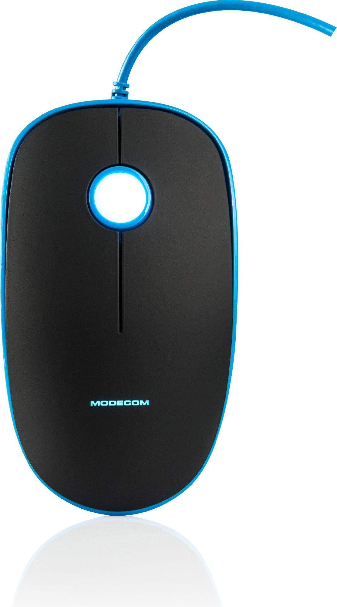 Mouse Modecom M111 M-MC-M111-140, Optic, cu fir, 1600 DPI, 3 butoane, Negru si Albastru