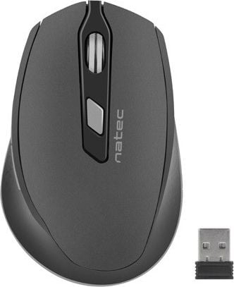 Mouse Natec Siskin (NMY-1423), Optic, USB, Wireless, 2400 DPI, 6 butoane, Negru-Gri