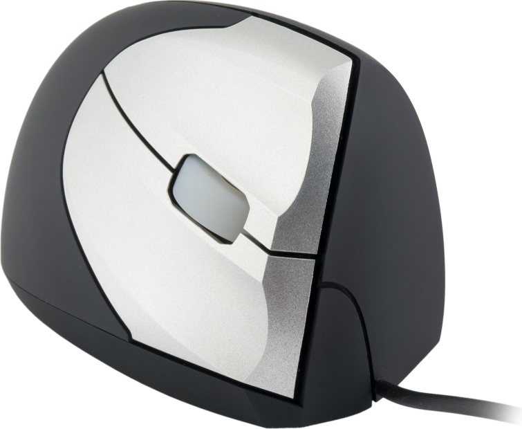 Mouse R-GO Tools Minicute EZ Evolution pionowa RGOEZMR, Laser, Usb, cu fir, 3200 DPI, 3 butoane, Negru-Argintiu