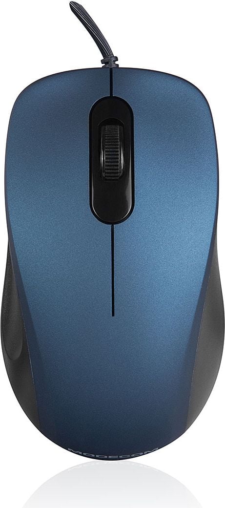 Mouse Silent Modecom M10S M-MC-M10S-400, Optic, cu fir, USB, 1000 dpi, 3 butoane, Albastru/Negru