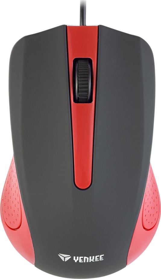 Mouse Yenkee YMS 1015RD (45010821), Optic, USB, cu fir, 1000 DPI, 3 butoane, Negru-Rosu