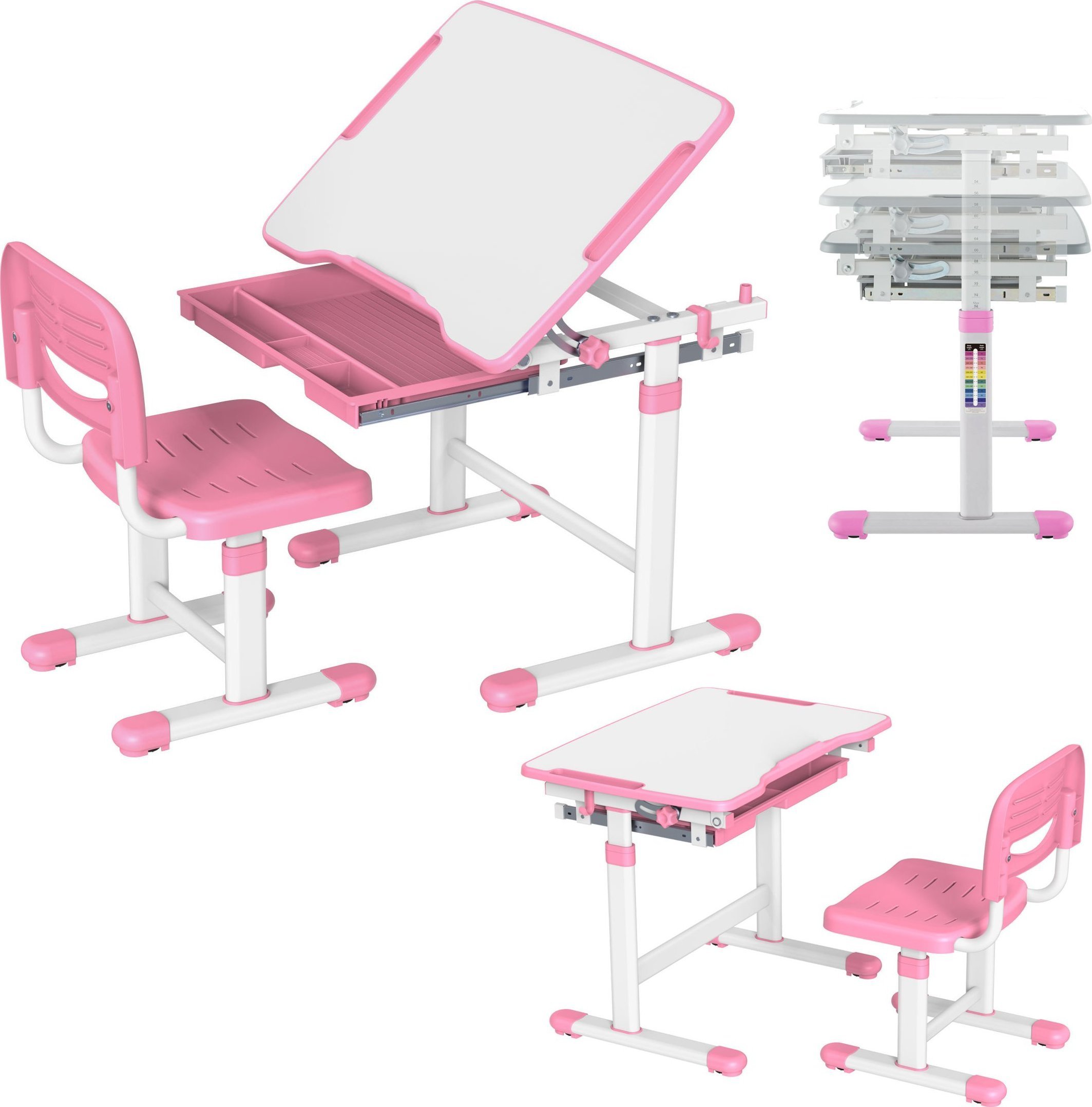 Mozos MOZOS DC-SET-PINK birou pentru copii si scaun reglabil pentru copii 2-12 ani