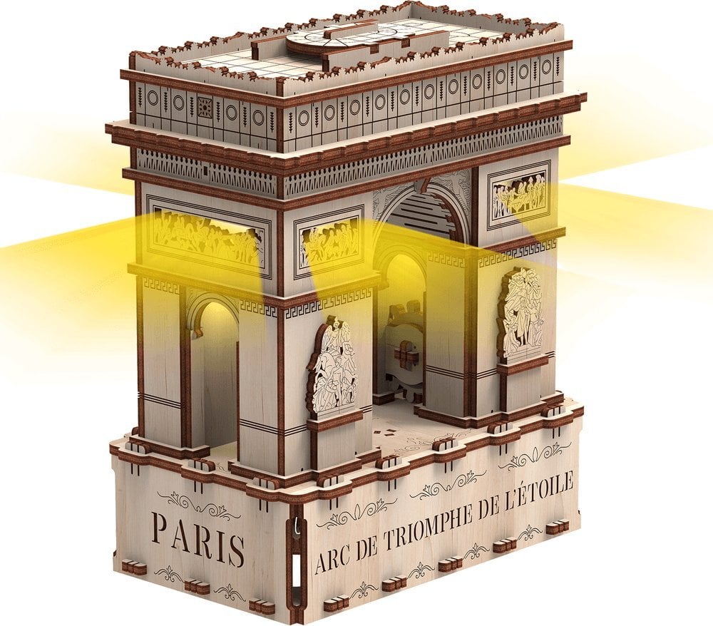 Mr.Playwood Mr.Playwood Puzzle din lemn 3D cu LED - Arc de Triumf