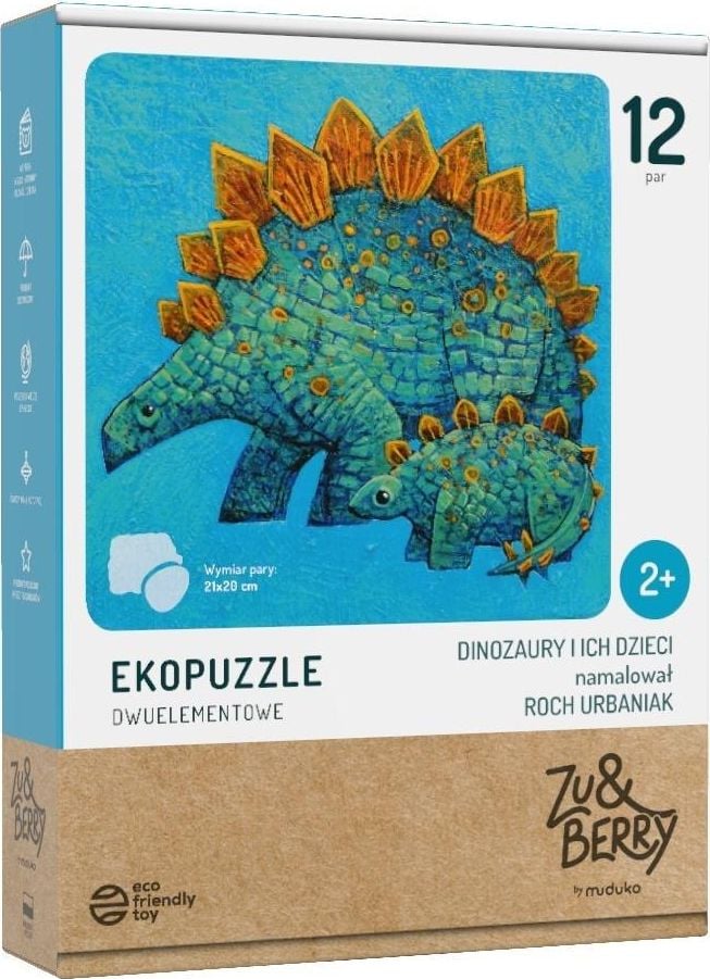 Muduko Dinozaurii eco-puzzle din două piese și copiii lor