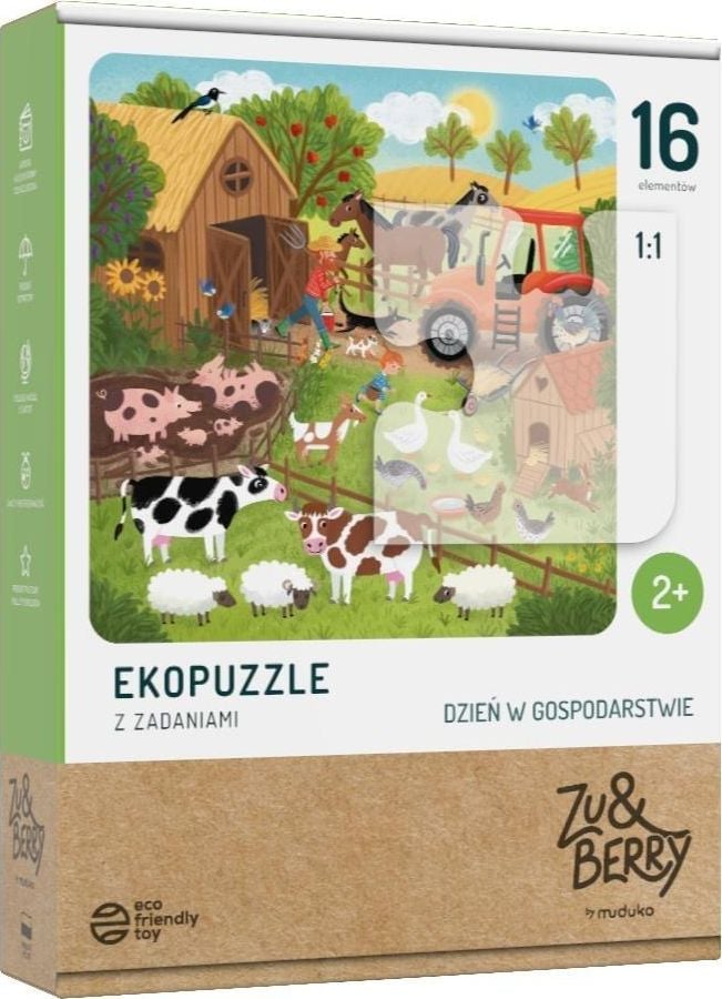 Muduko Eco-puzzle din două piese O zi la fermă