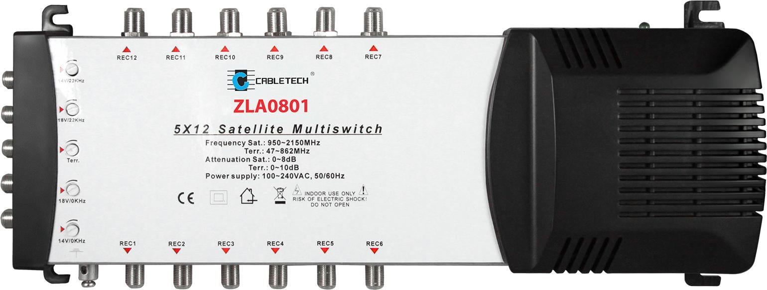 Multiswitch Cabletech 5x12 z regulacją wzmocnienia model ZLA0801