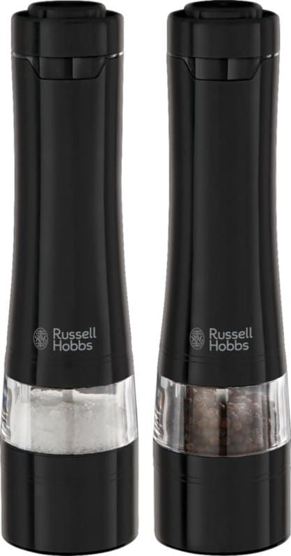 Rasnite electrice pentru sare si piper Russell Hobbs Black 28010-56, Iluminare, Nivel rasnire ajustabil, Negru