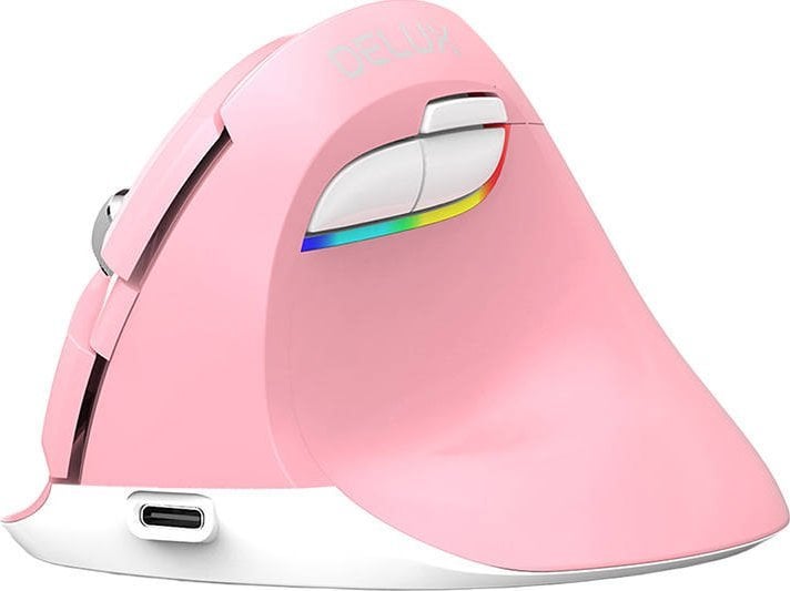 Mysz Delux Bezprzewodowa mysz pionowa Delux M618Mini DB BT+2.4G 2400DPI (różowa)