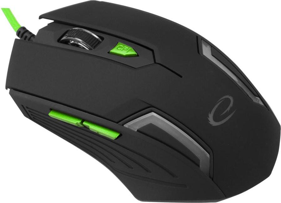 Mouse Esperanza Apache EGM205G, Gaming, Optic, 2400 DPI, 6 butoane, Negru si verde