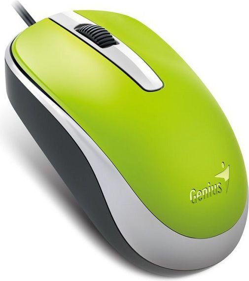 Mouse Genius DX-120 G5 31010105110, Optic, cu fir, USB, 3 butoane, 1200 DPI, Verde