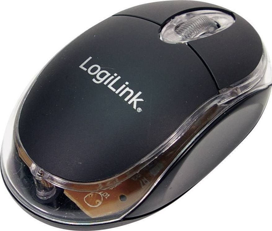 Mouse LogiLink ID0010, Optic, USB, cu fir, 800 DPI, 3 butoane, Negru-Transparent