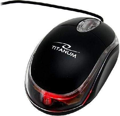 Mouse optic Titanum Raptor Tm102k, Optic, USB, 1000 DPI, 3 butoane, Negru/Transparent