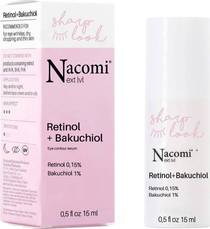 Ser antirid pentru ochi Nacomi Next Level cu retinol si bakuchiol 15ml