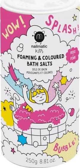 Nailmatic Nailmatic Kids Săruri de baie spumante și colorate Sare de baie spumante pentru copii Roz 250g