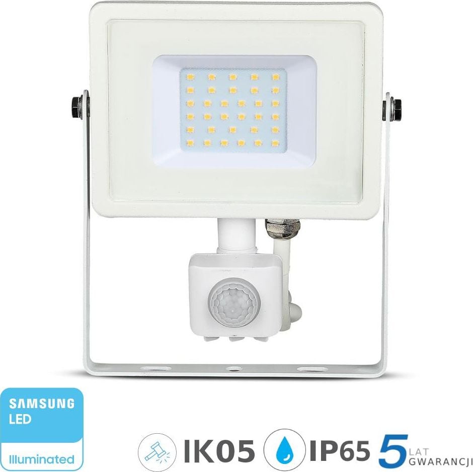 proiector LED 30W 2400lm 6400K Samsung LED PIR senzor alb IP65 459